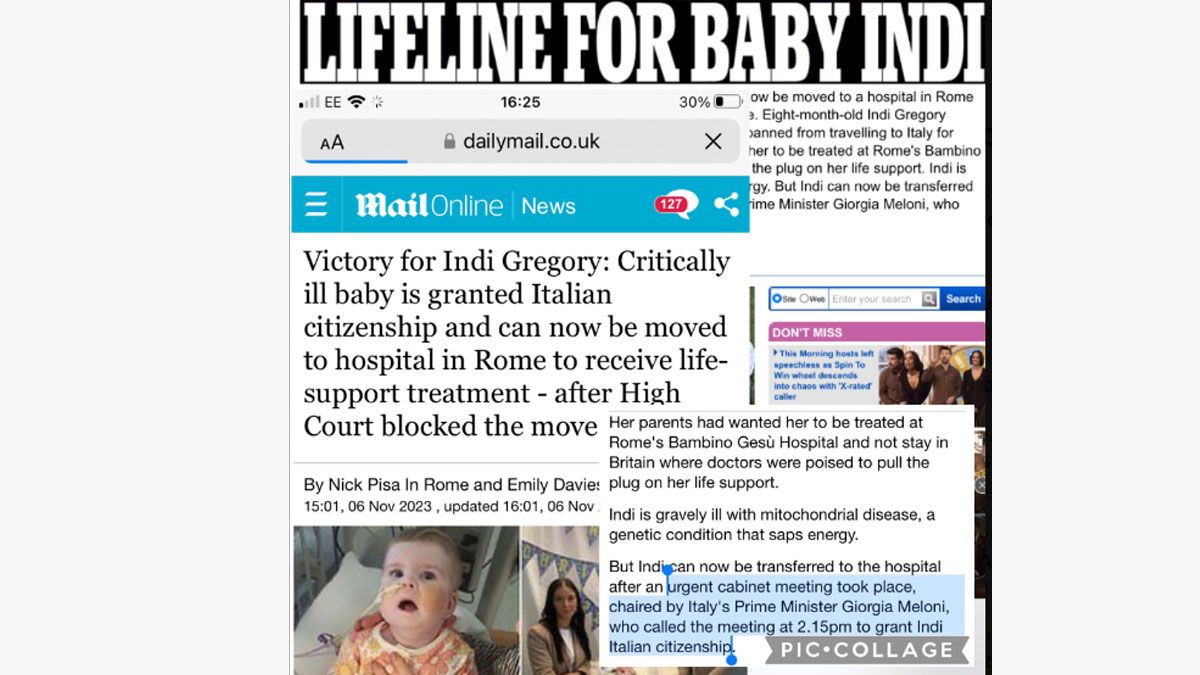 La portada de un medio brit&aacute;nico que refleja el drama de la peque&ntilde;a.
