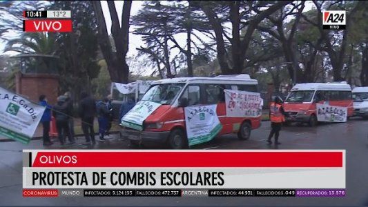 Protesta de los dueños de combis escolares en la Quinta de Olivos