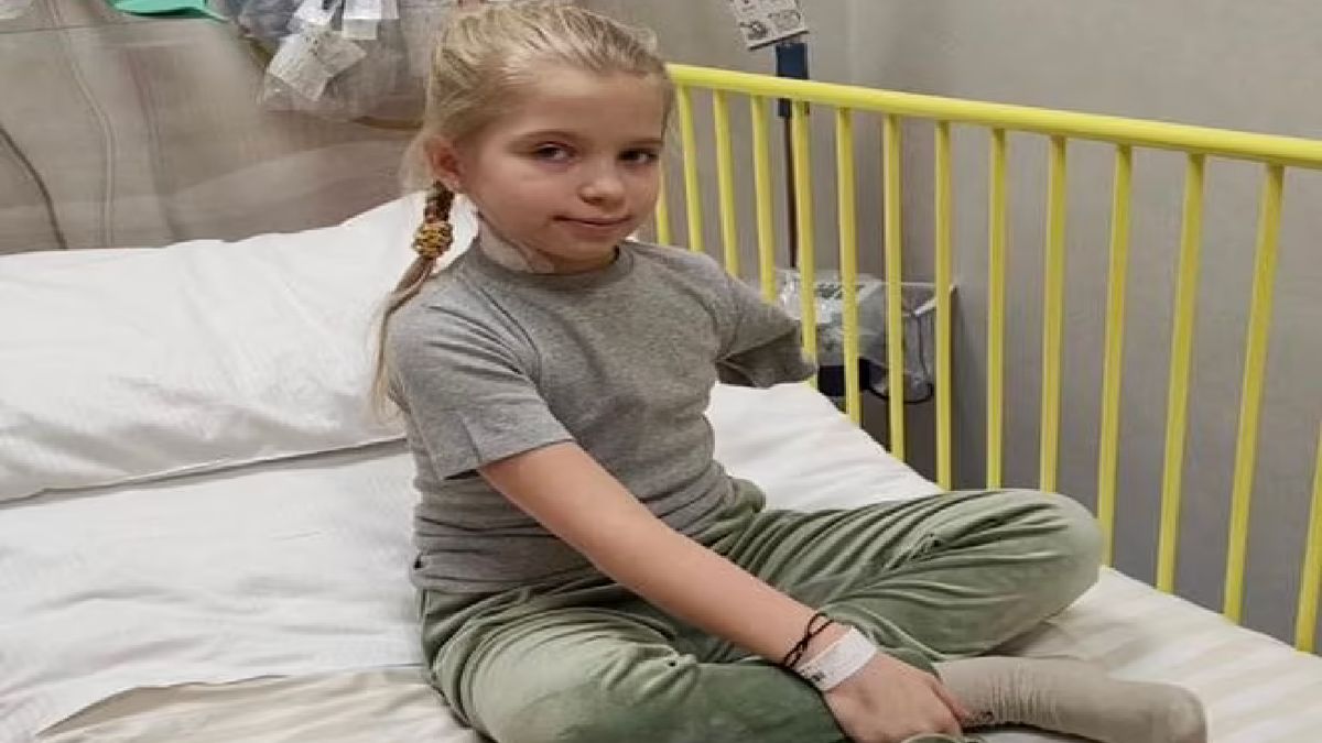 Sasha, una niña ucraniana de nueve años a la que le tuvieron que amputar un brazo tras recibir un disparo