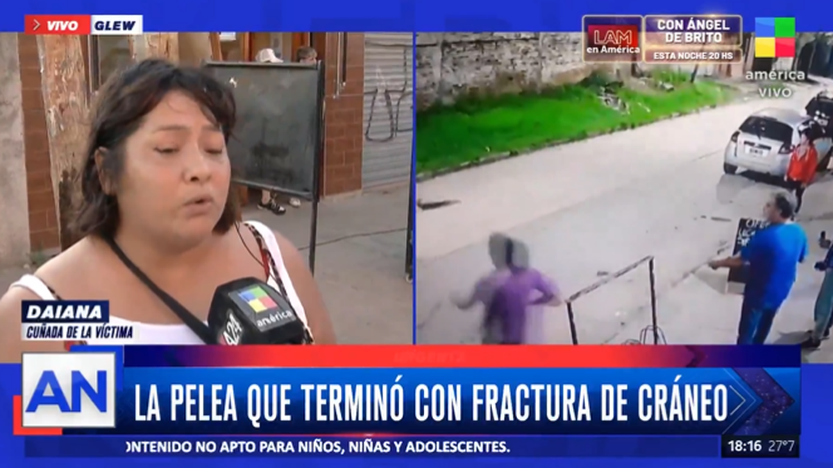 Brutal pelea en Glew con un hombre internado en estado grave. (Foto: captura América TV)