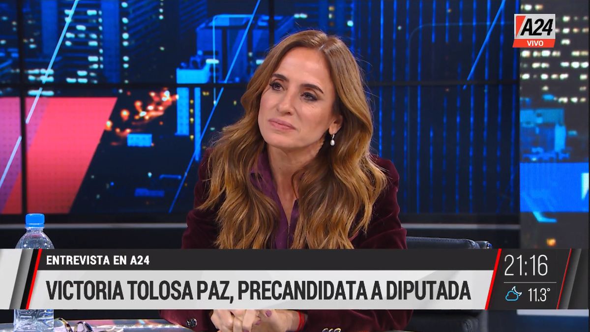 Victoria Tolosa Paz invitó a debatir a Diego Santiilli (Foto: captura de TV A24).