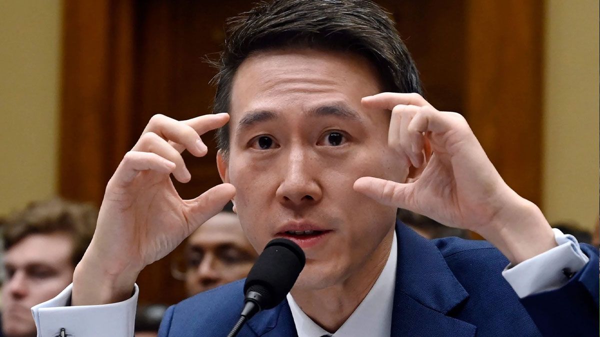 Show Chew, incomodado por las preguntas en el Capitolio sobre la injerencia del gobierno chino en la seguridad de TikTok. (Foto: Gentileza Global News)