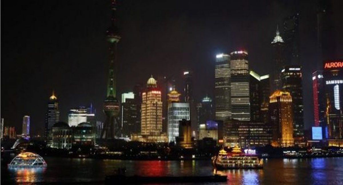 Vista nocturna de Shanghai
