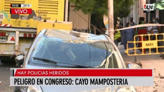 Se derrumbó una mampostería y un oficial se salvó de milagro