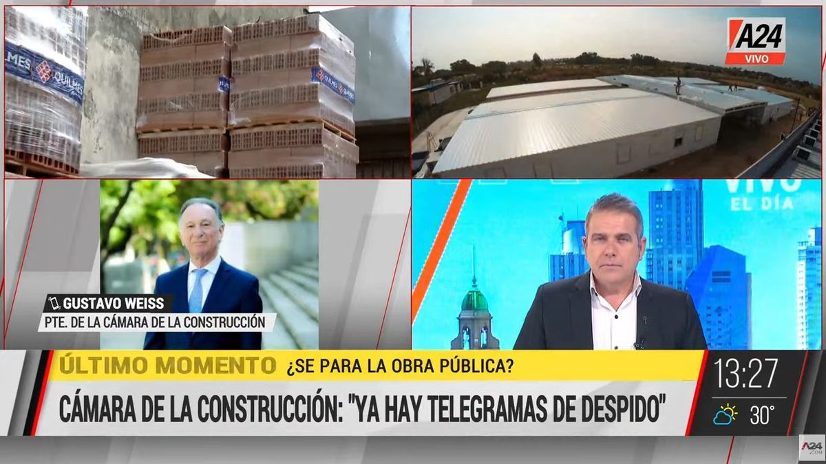 El presidente de la Cámara de la Construcción aseguró que ya hay telegramas de despido en el sector. (Captura)