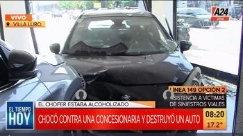 Villa Luro: así un conductor ebrio chocó una concesionaria. (Captura de Tv) Villa Luro: así un conductor ebrio chocó una concesionaria. (Captura de Tv)