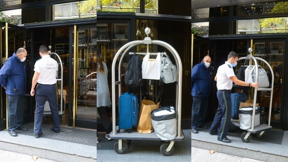 El equipaje que Mica Viciconte y Fabi&aacute;n Cubero llevaron a la cl&iacute;nica Suizo Argentina para recibir a Luca.&nbsp;