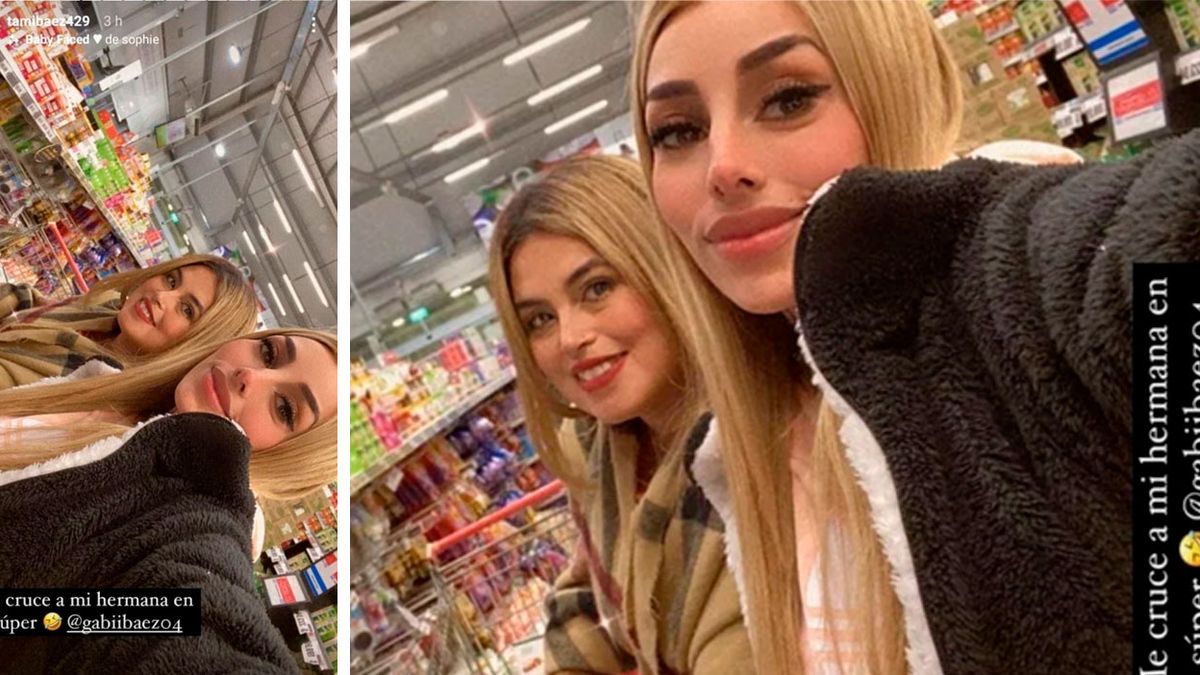 Tamara Báez y su hermana en el particular en encuentro en el supermercado. 