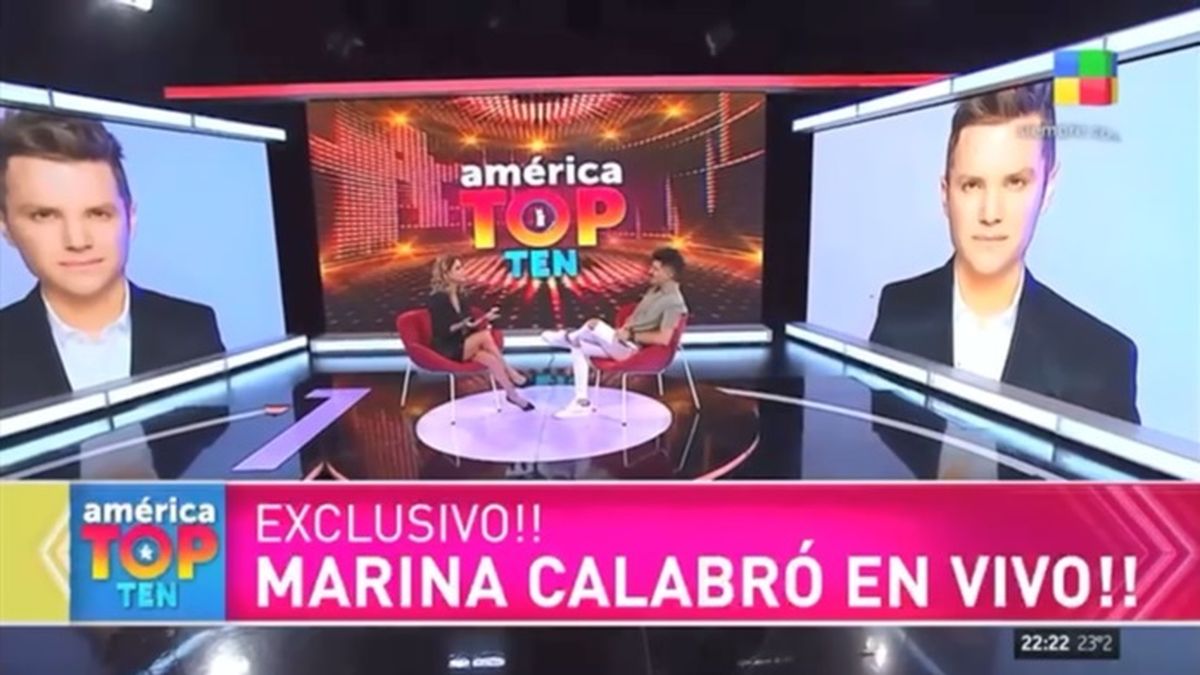 Marina Calabr&oacute; le pidi&oacute; a Santiago del Moro que no se "endive" desde Am&eacute;rica Top Ten (Am&eacute;rica TV).&nbsp;