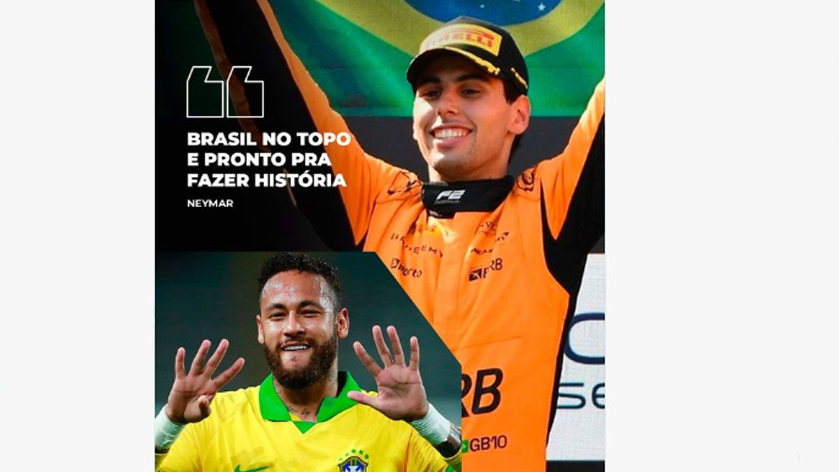 Neymar por las redes sociales, en apoyo del piloto brasileño, Bortoleto, rival directo de Colapinto para ocupar una butaca de Fórmula 1 en 2025. (Foto: Cuenta de 
