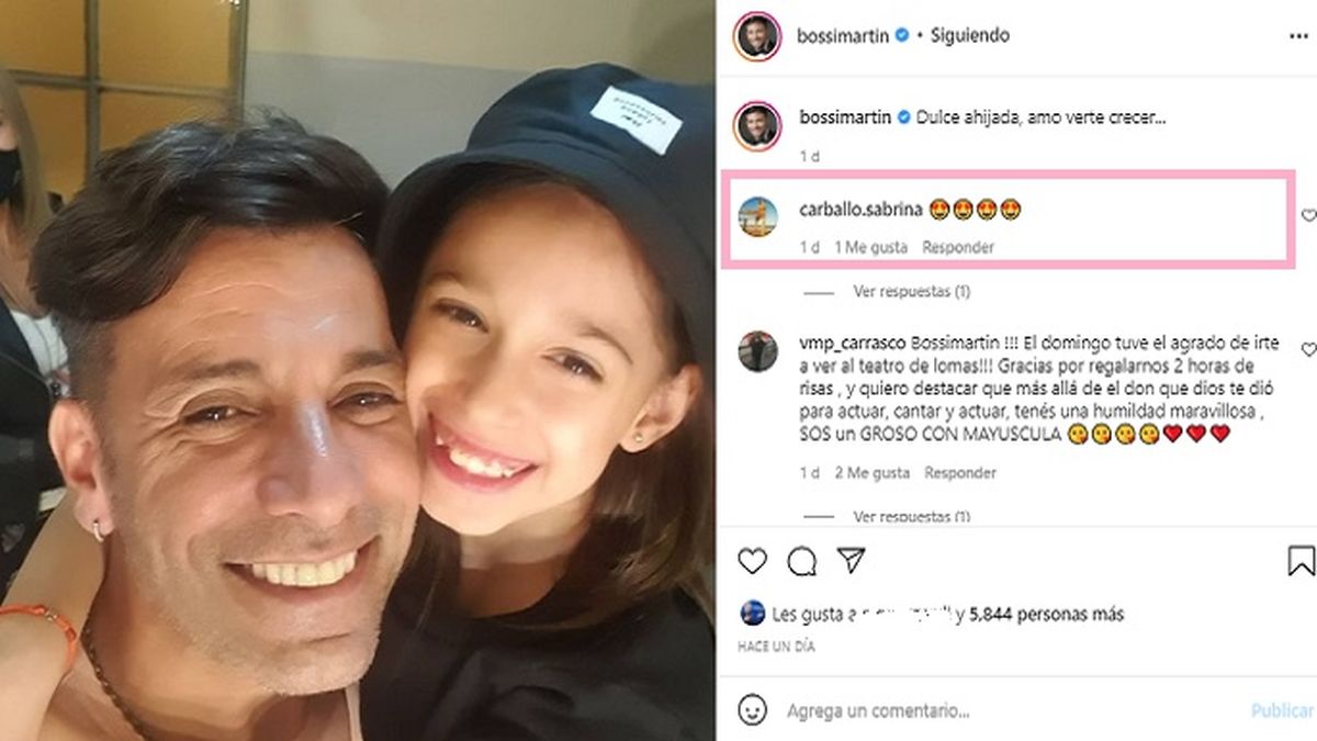 Sabrina Carballo aseguró que sólo la une a Martín Bossi una gran amistad. Así, en las últimas horas likeó una postal del humorista junto a su ahijada. Dicen que de la amistad al amor hay un paso...
