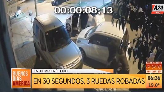 Volvieron los roba ruedas: así se llevan 3 en 30 segundos