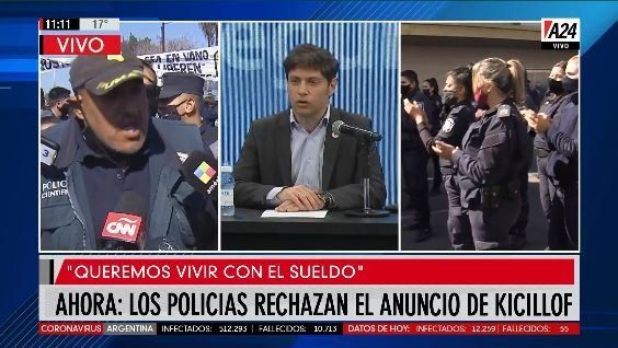 Así rechazaban los policías bonaerenses el anuncio de Kicillof