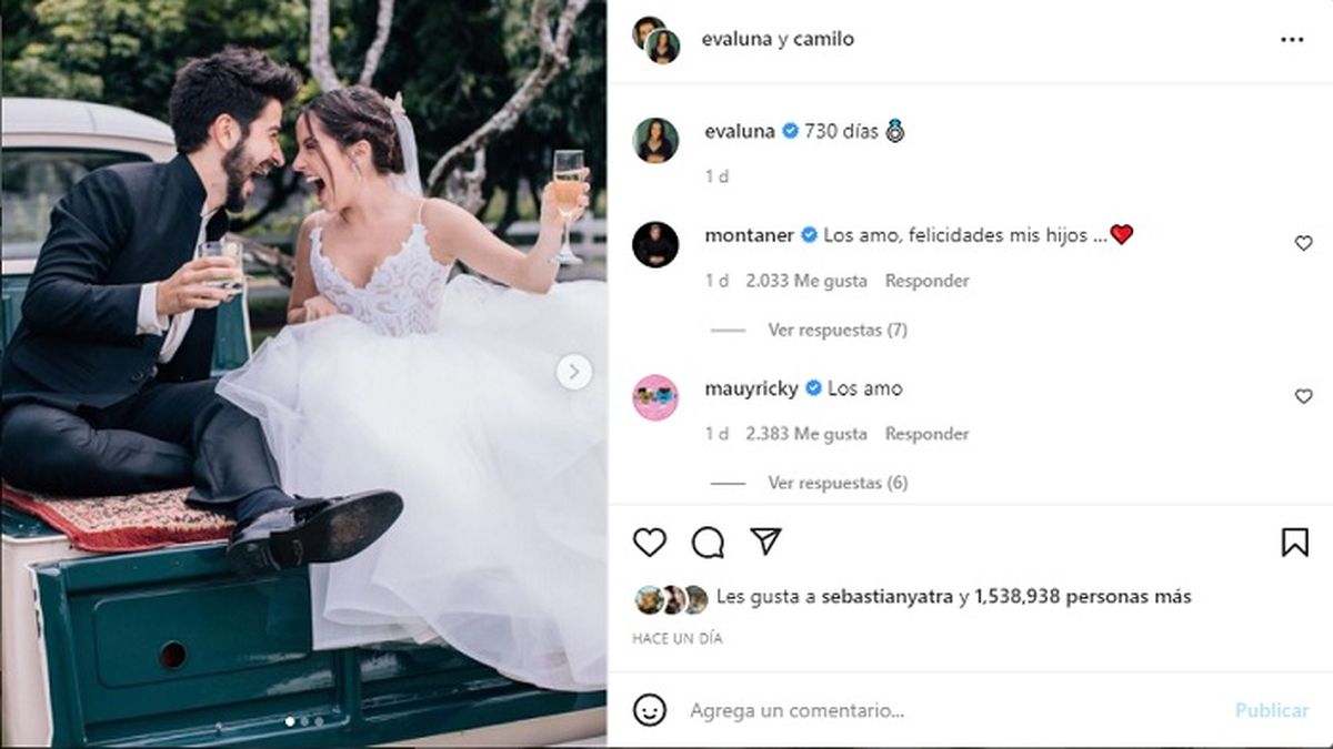 Este 9 de febrero Evaluna Montaner y Camilo Echeverry celebraron su segundo aniversario de casados, cuando faltan pocas semanas para la llegada de su primer hijo.&nbsp;