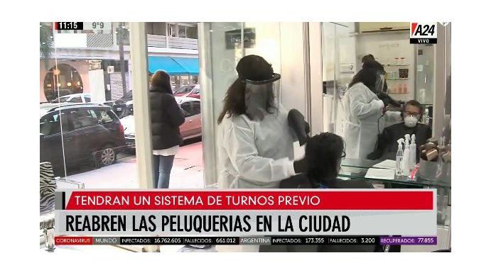 Volvieron a abrir las peluquerías en la Ciudad bajo estricto protocolo