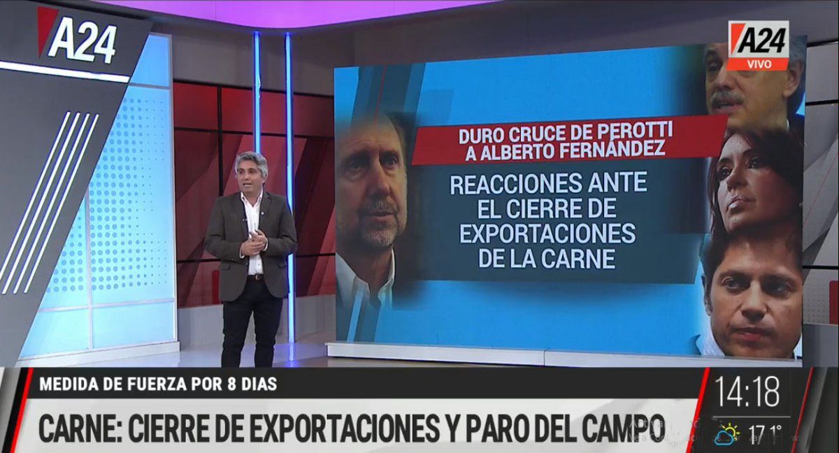 La prohibición de exportar carnes por 30 días abrió un frente entre los sectores del gobierno (Foto: Captura de TV)