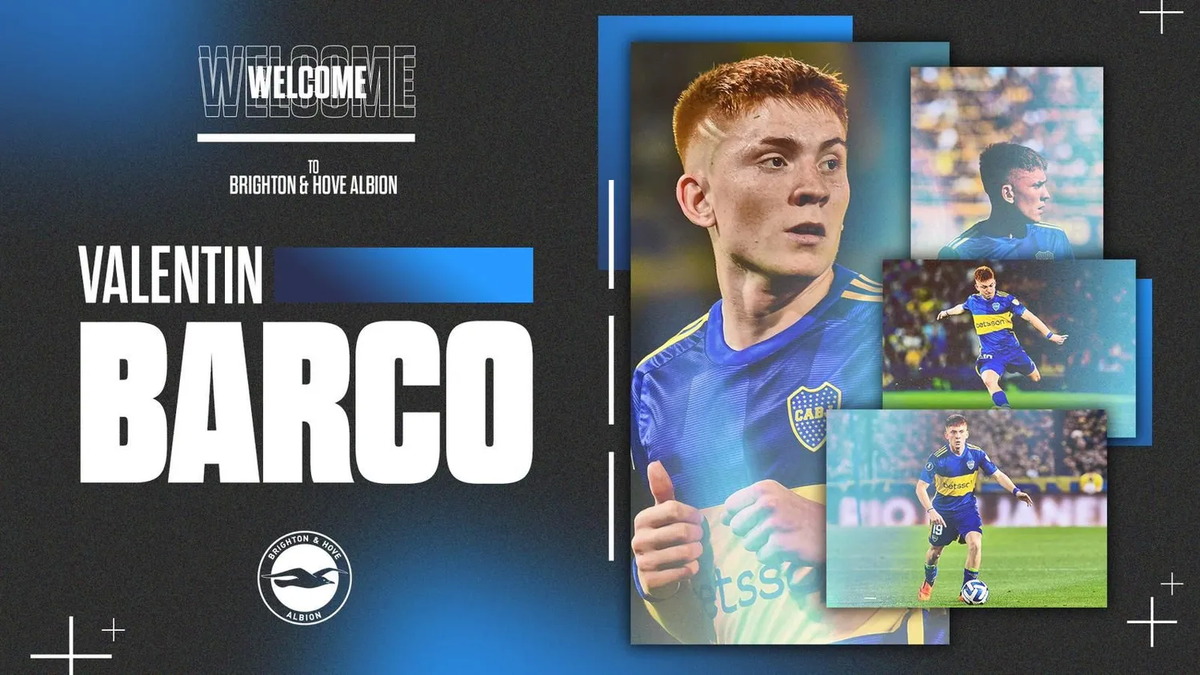 La especial bienvenida que Brighton le dio a Valentín Barco en redes sociales. (@OfficialBHAFC)
