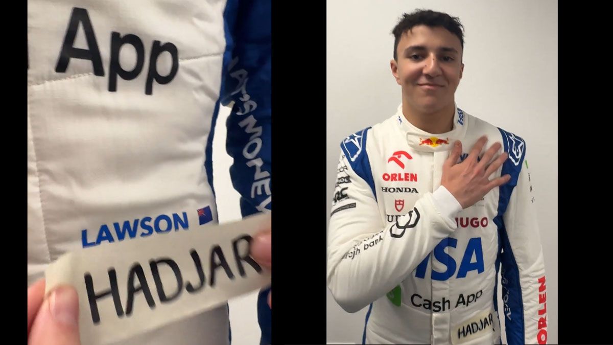 El spot de RB con el que anunciaron el puesto de segundo piloto para Hadjar y no para Franco. Una cinta adhesiva con su nombre 