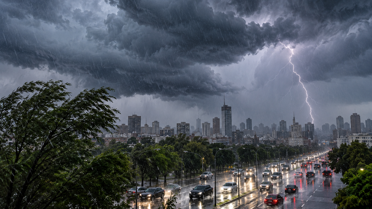 Las lluvias y tormentas afectar&aacute;n con mayor intensidad a la regi&oacute;n Pampeana, Cuyo, el Litoral y el norte argentino. (Foto: creada por IA)