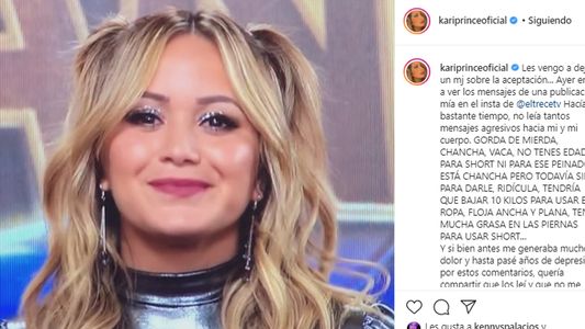 El mensaje de aceptación de Karina: Ayer leí mensajes que me decían ´chancha´, ´gorda de mier...´