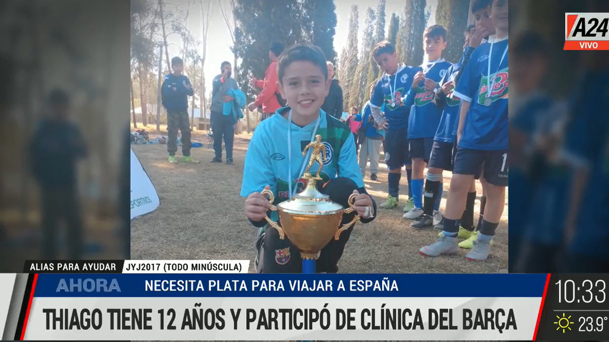 Thiago quiere cumplir uno de sus sueños: viajar a España para jugar en el Barcelona. (Foto: Captura video)&nbsp;