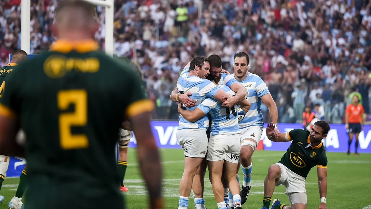 Los Pumas vencieron a Sudáfrica po la quinta fecha del The Rugby Championship. (Foto: NA)