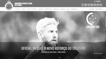 Hackearon el sitio oficial de Cruzeiro y anunciaron a Messi como nuevo refuerzo