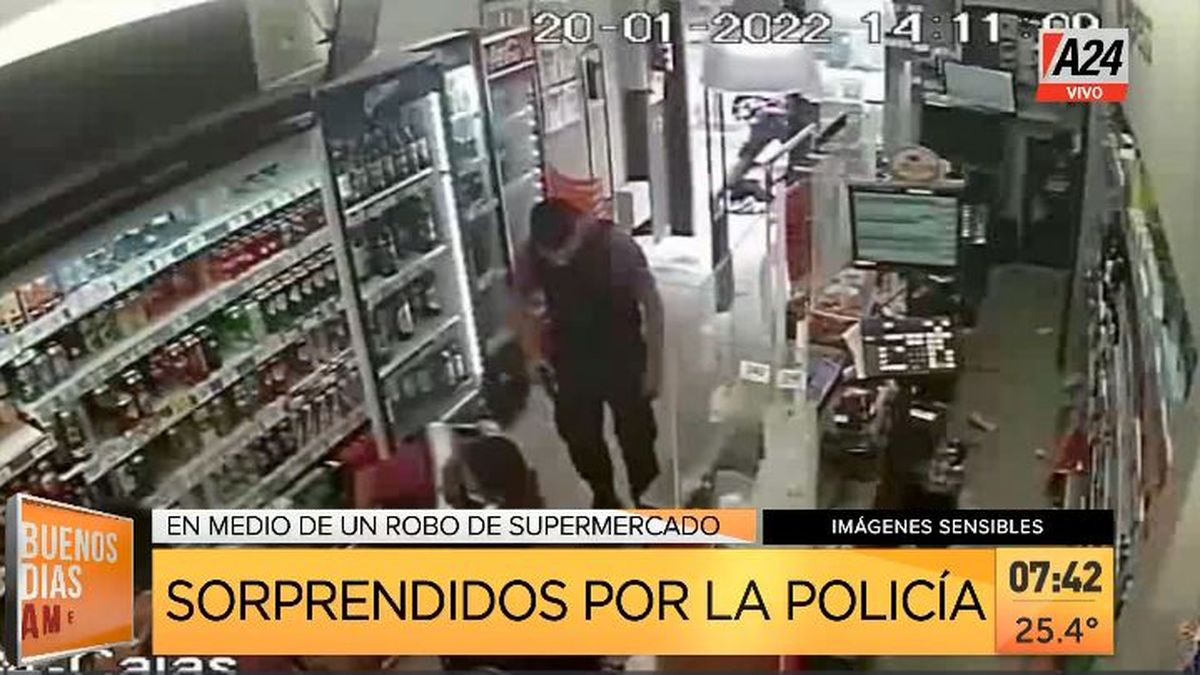 Mataderos: así detuvieron a los ladrones de un supermercado. (Captura de Tv)