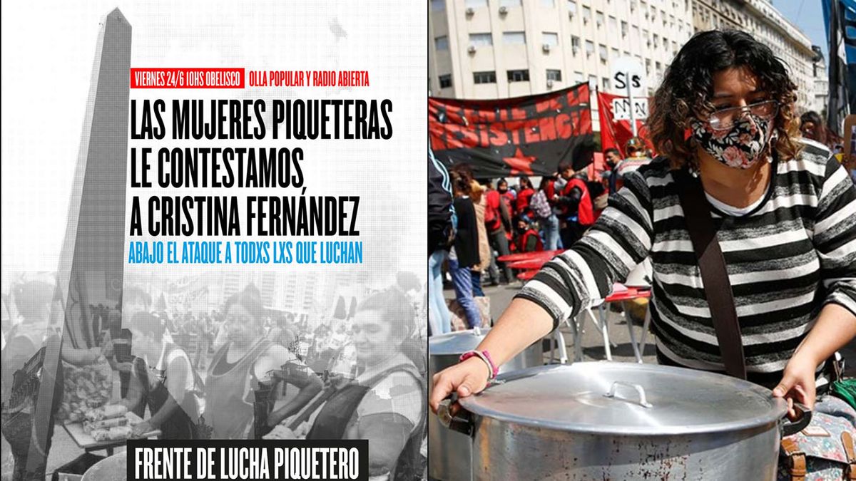 Las mujeres piqueteras hacen una olla popular en respuesta a las críticas de Cristina Fernández de Kirchner (Foto: archivo).