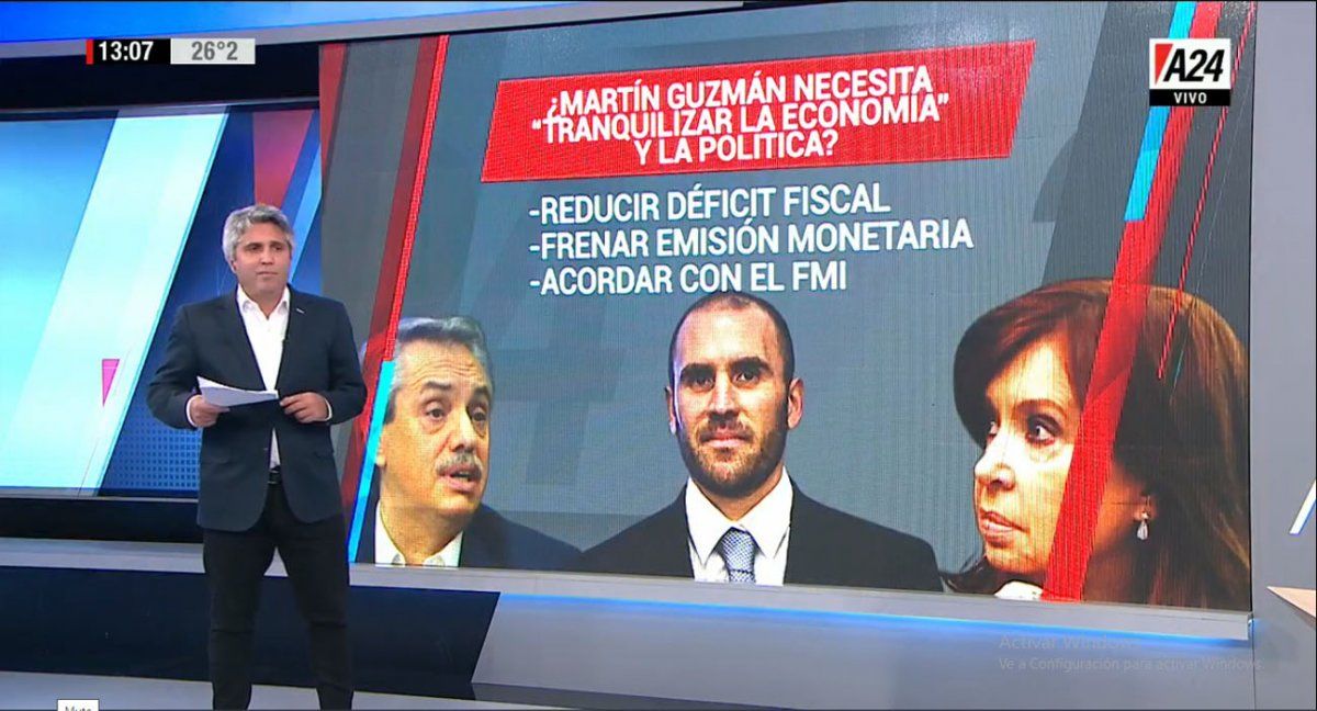 Martín Guzmán tiene objetivos económicos que parecen chocar con la política en un año electoral (Foto: Captura de TV)