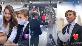 Pampita y Benjamín Vicuña, emocionados por la primera comunión de Beltrán