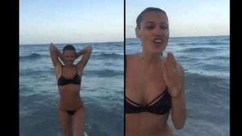 Pampita a pura risa y baile en las aguas de Miami