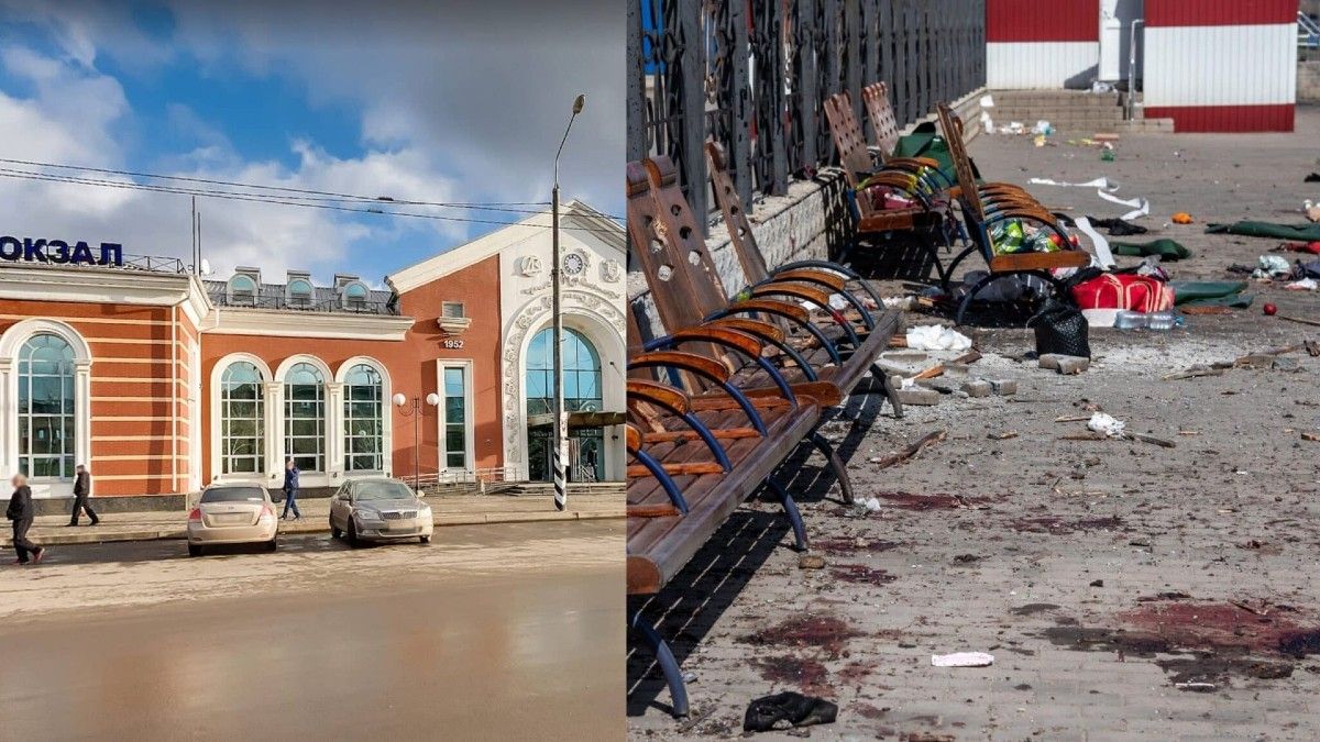 El antes y el después de la estación de Kramatorsk, que servía de corredor humanitario. 
