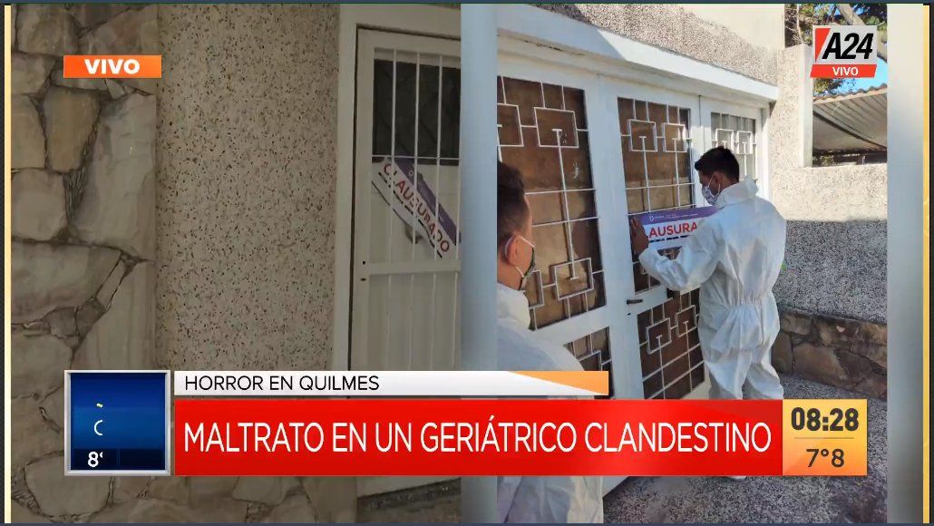 El geriátrico fue clausurado tras el allanamiento de la Policía bonaerense (Foto: captura de pantalla).