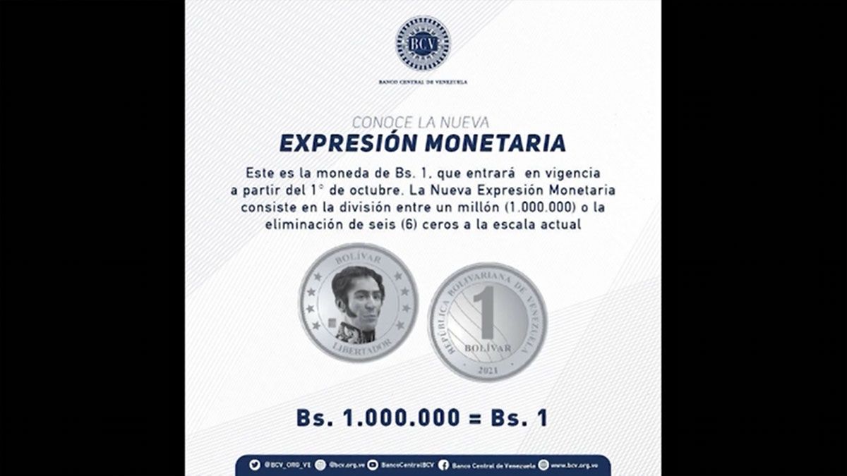 La ilustración del Banco Central Venezolano para explicar la devaluación de una moneda ya inexistente (Foto: AP)