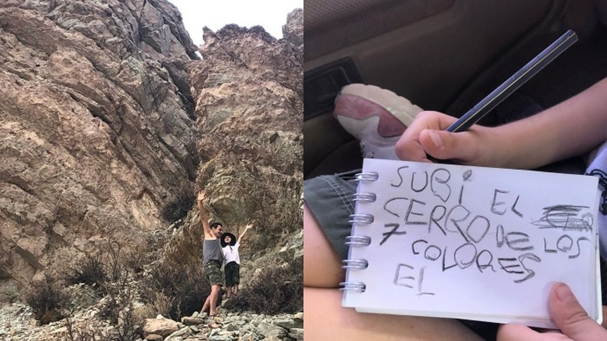 Natalia Oreiro junto a su pareja, el cantante Ricardo Mollo, y su hijo Atahualpa, en Mendoza durante el rodaje de Las Rojas.&nbsp;