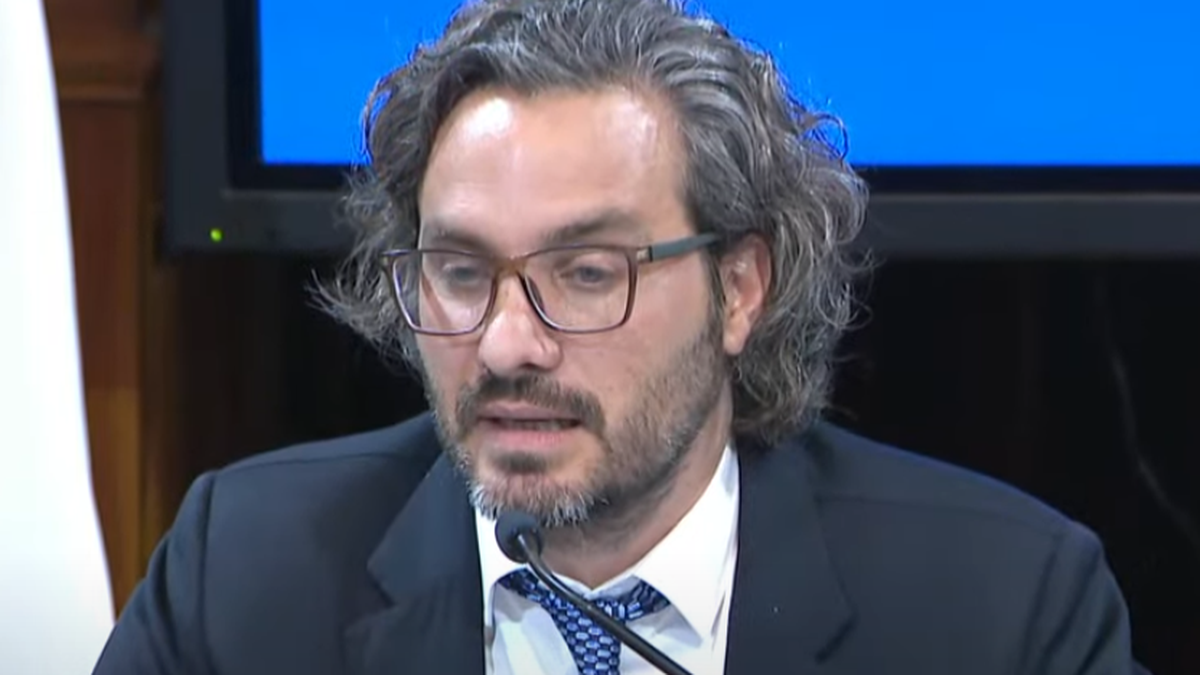 El canciller Santiago Cafiero ante la comisión de Relaciones Exteriores y Culto del Senado de la Nación. (Captura)