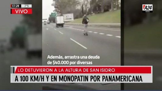 Detenido por andar en monopatín a 100 Km/h en Panamericana