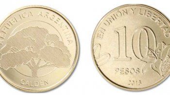 Así son las nuevas monedas de 2 y 10 pesos