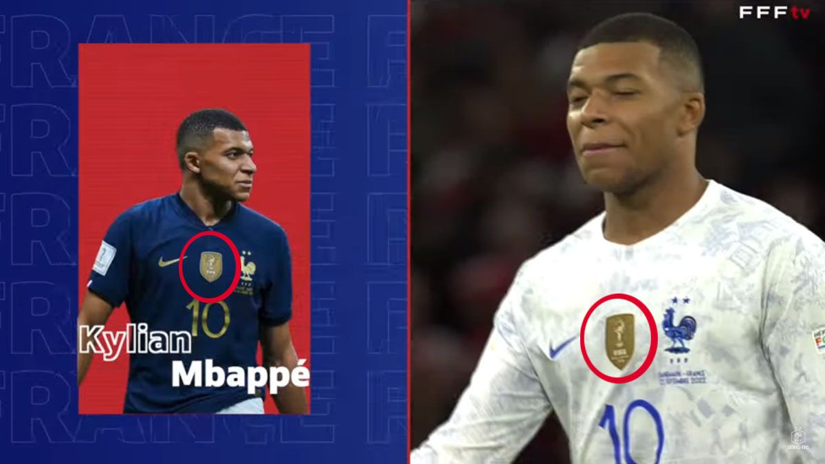 Francia promociona los partidos de su selección y mantiene el parche de campeón mundial que le corresponde a la Argentina. (Foto: FFF)