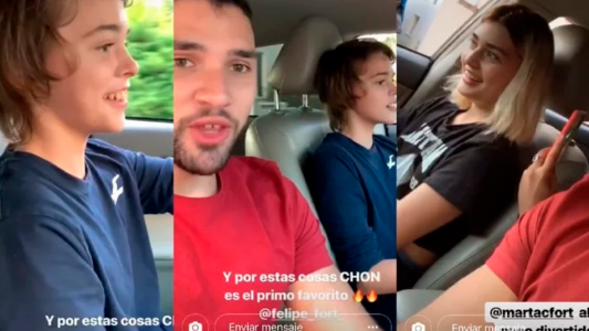 El video del sobrino de Ricardo Fort junto a Felipe y Martita manejando una Ferrari
