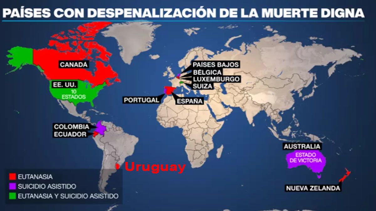 Uruguay, uno de los pocos pa&iacute;ses en el mundo en el que la eutanasia es legal por una ley del Congreso y no por una autorizaci&oacute;n de la Justicia. (Foto: A24.com)