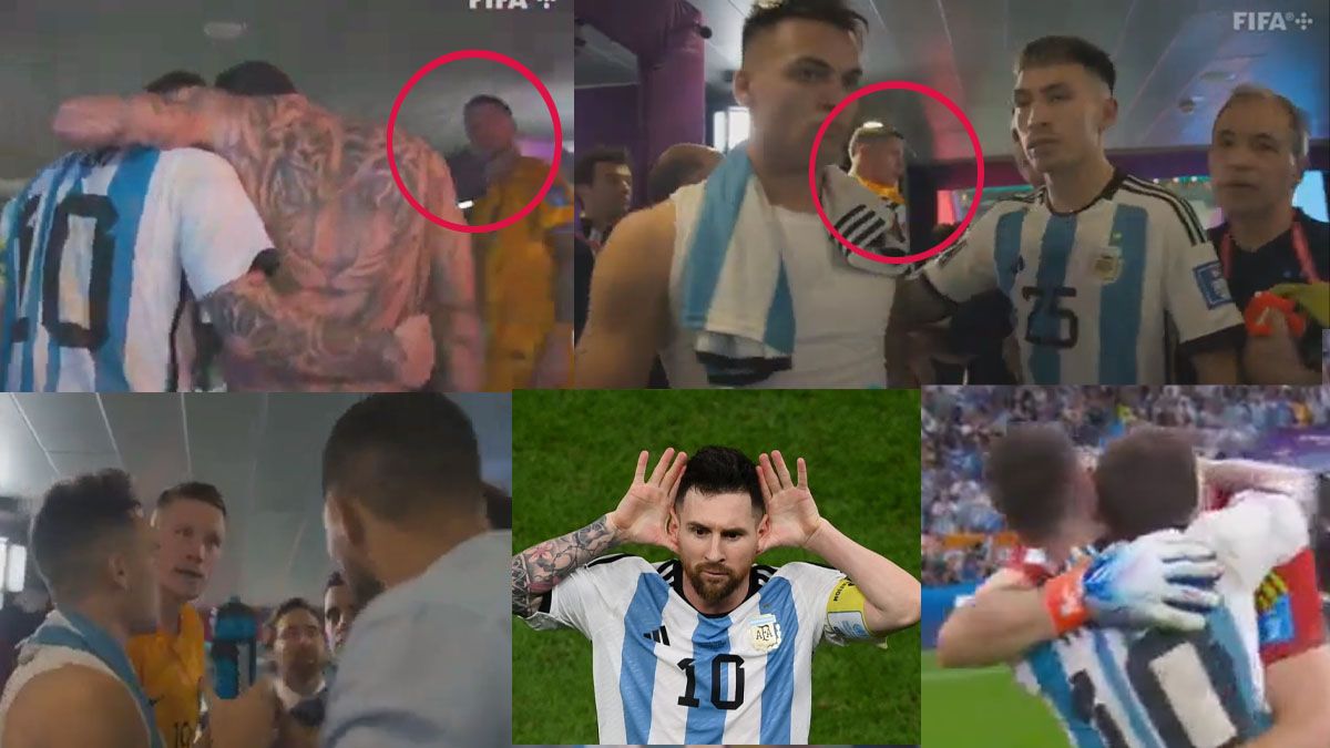 Weghorst, en el camino al vestuario, y su encontronazo con los jugadores argentinos, incluido Messi (Foto: a24.com).