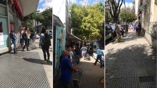 Largas colas en los supermercados, farmacias y bancos, anticipando la cuarentena total y obligatoria