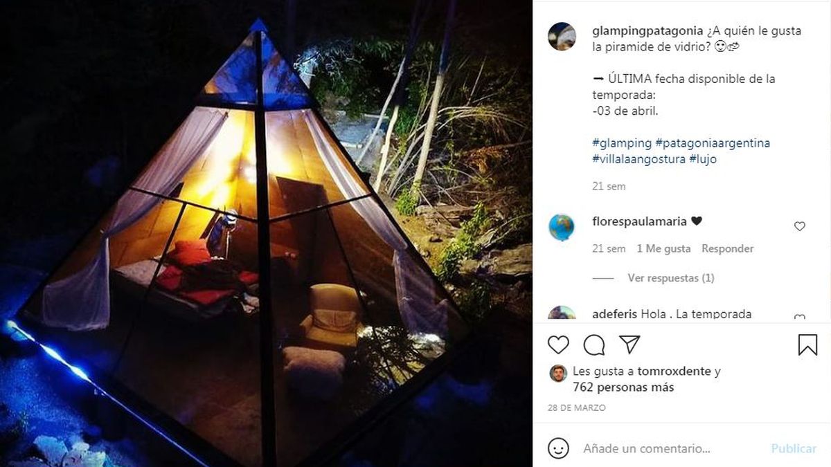Previaje: tres destinos únicos para aprovechar al aire libre. Villa La Angostura está a 42 km del límite con Chile. (Foto: fuente Glampingpatagonia en Instagram)