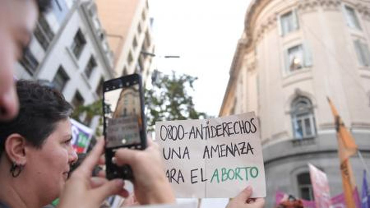 Marcha contra el 0800 VIDA frente a la Legislatura porteña (Foto: Télam).