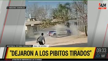 Impactante video: iban en moto y un patrullero los embistió a toda velocidad