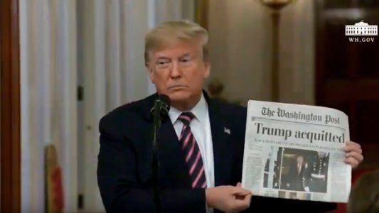 Donald Trump celebró el fin de una campaña corrupta y deshonesta tras el rechazo al impeachment