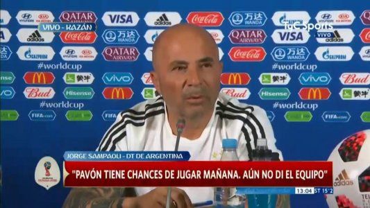 Sampaoli: Pavón es una posibilidad para mañana, pero aún no le di el equipo a los jugadores