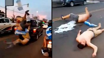 Festejaba el triunfo de la Argentina en la caja de una camioneta:  se cayó de cabeza y quedó tendido en el asfalto